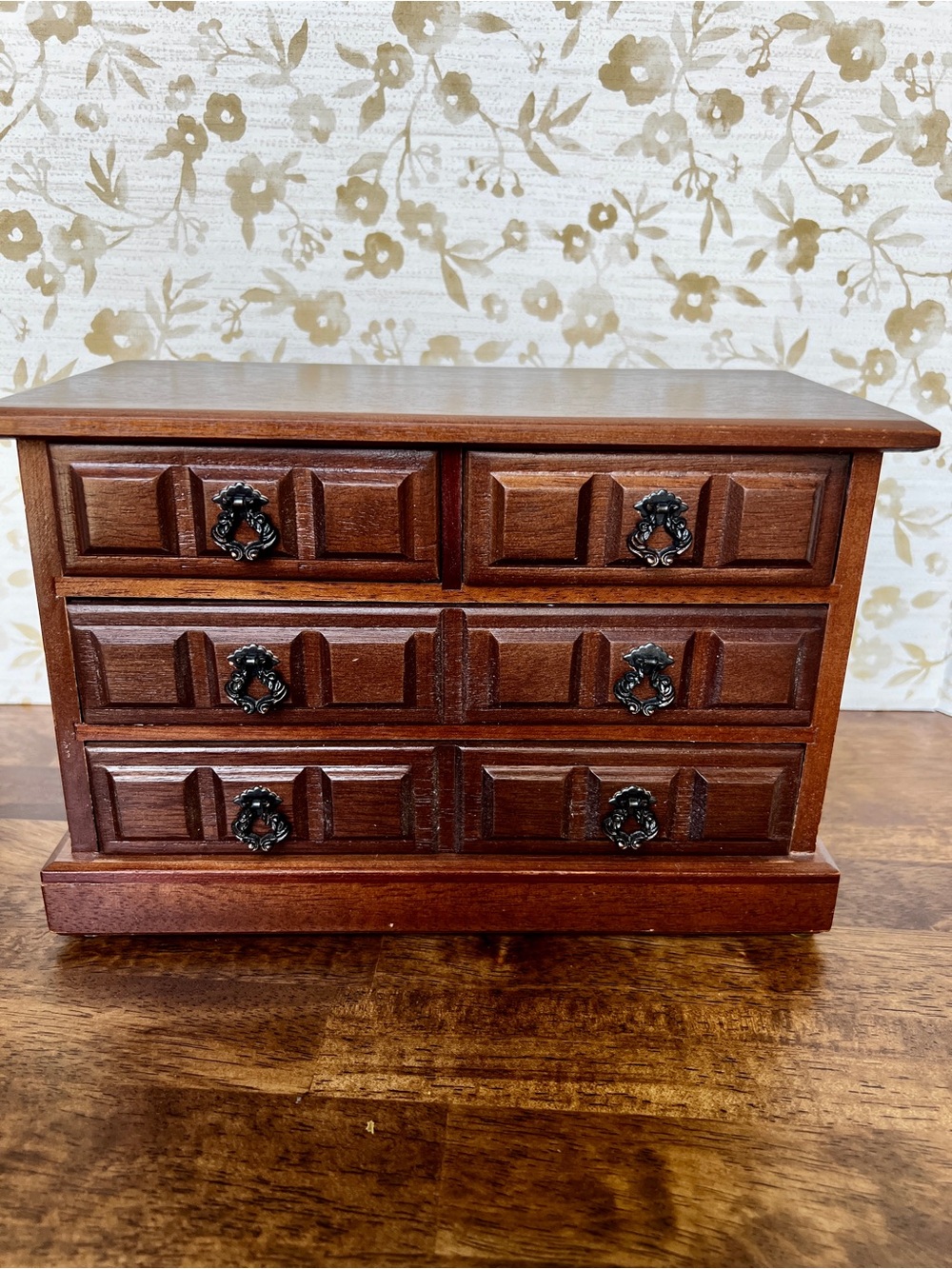 Wood Jewelry Organizer Chest in Dark Brown - Multi-Drawer Storage